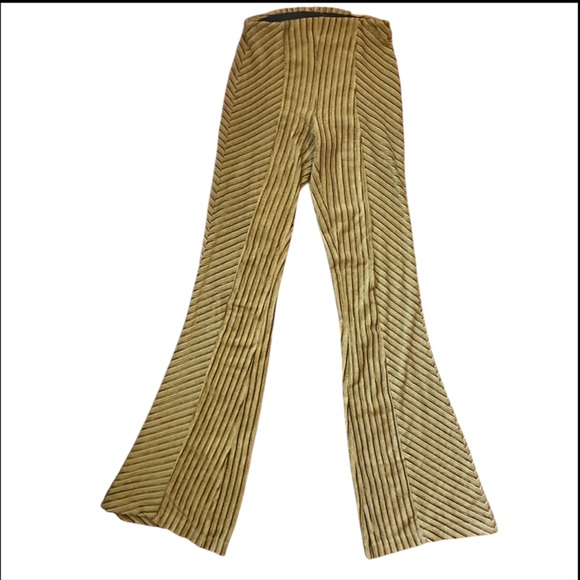 Free People Yellow Velvet Flare High Rise Pull On Pants Size XS - Picture 4 of 10